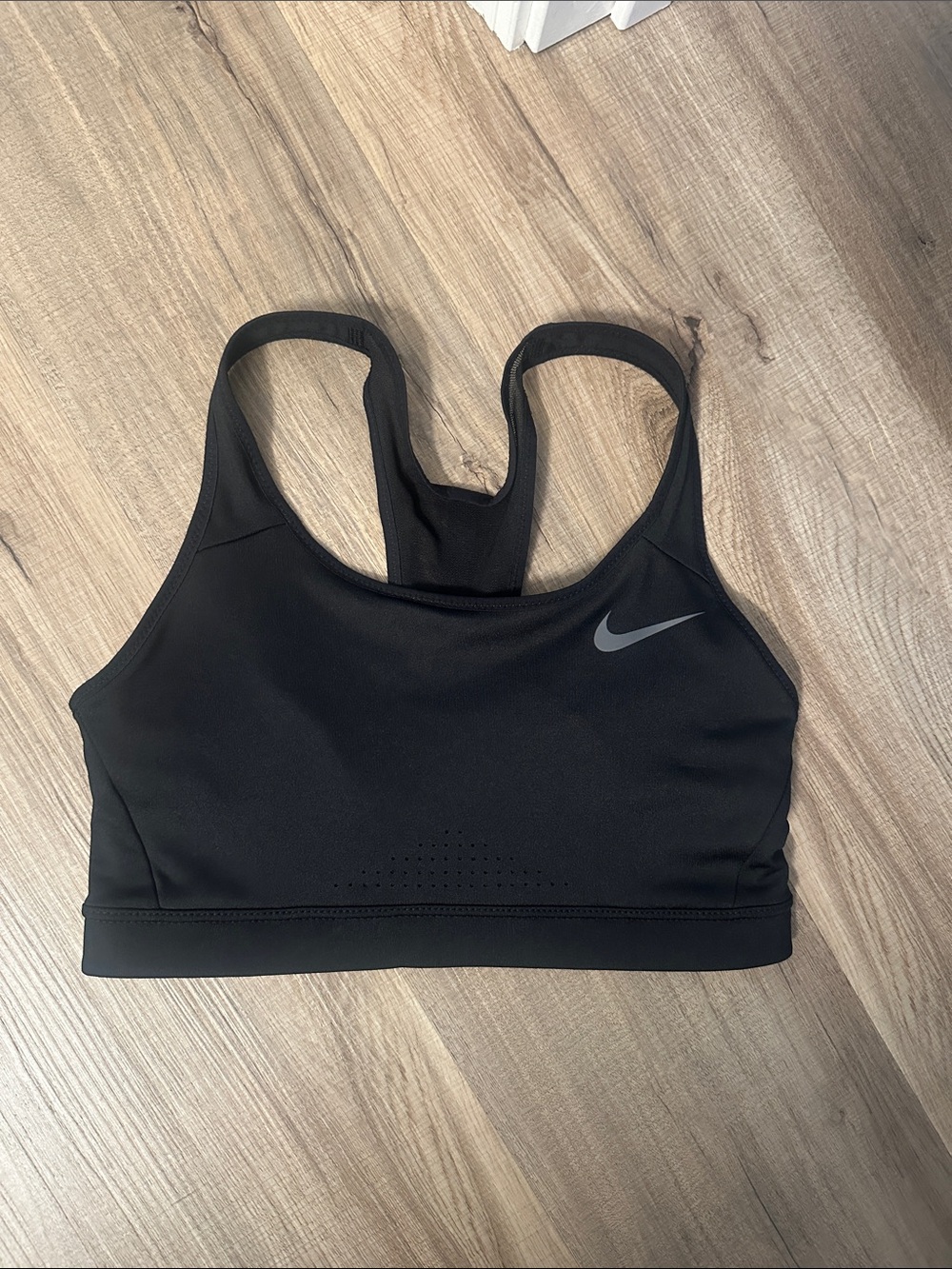 Nike Black Racerback Medium-Support Sports Bra with Reflective Swoosh
